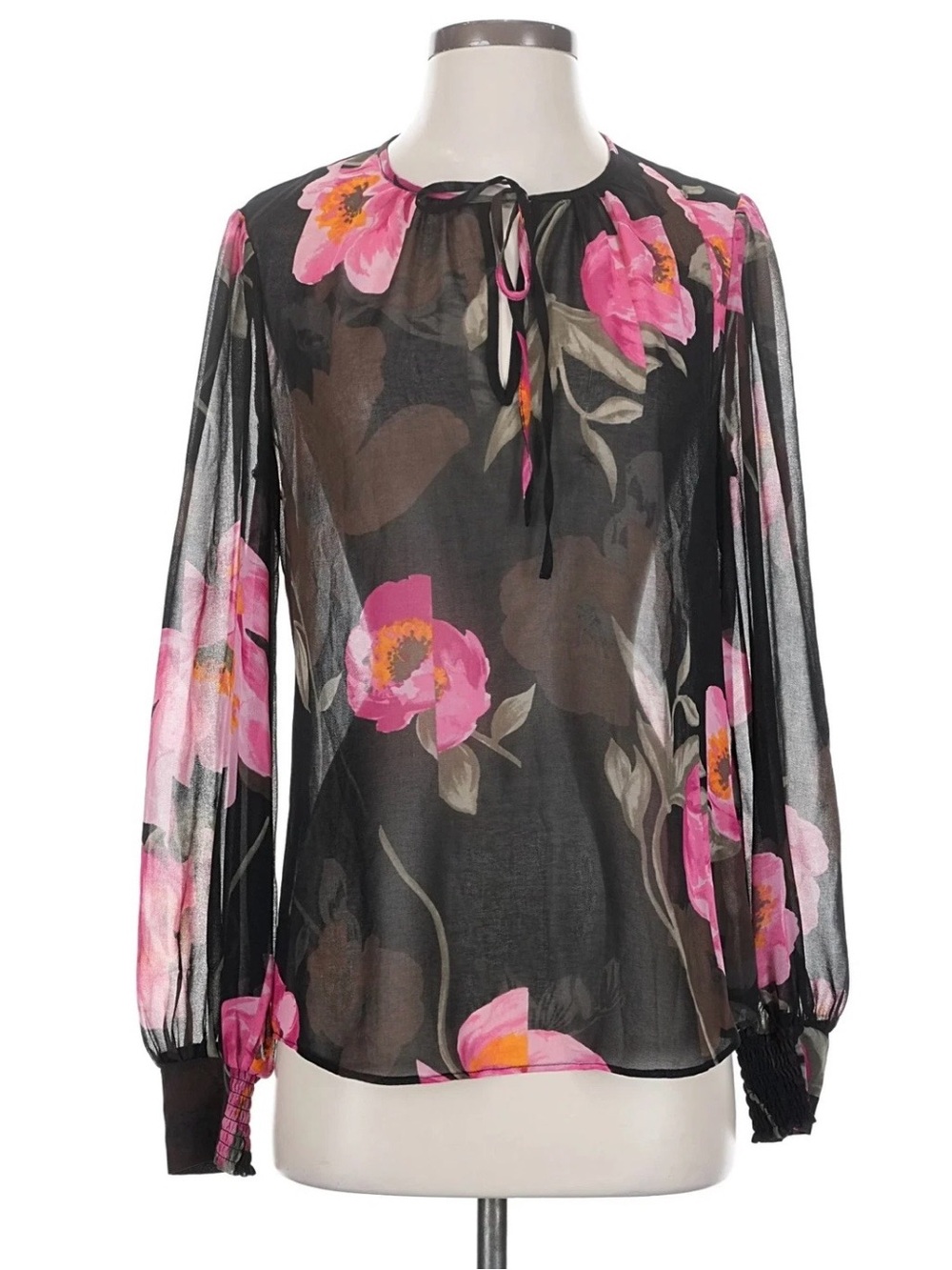 White House Black Market Spliced Poppy Floral Blouse; NWT, Sz.S - Picture 3 of 16